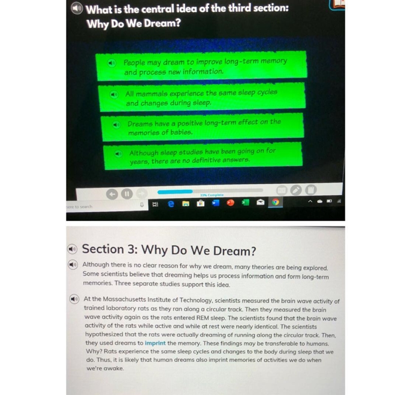 What is the central idea of the third section why do we dream-example-1