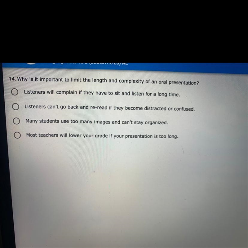 Why is it important to limit the liens and the complexity of oral presentation?-example-1