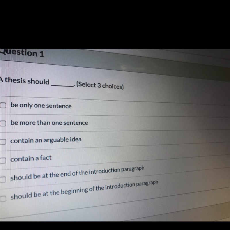 A thesis should be only one sentence be more than one sentence contain an arguable-example-1