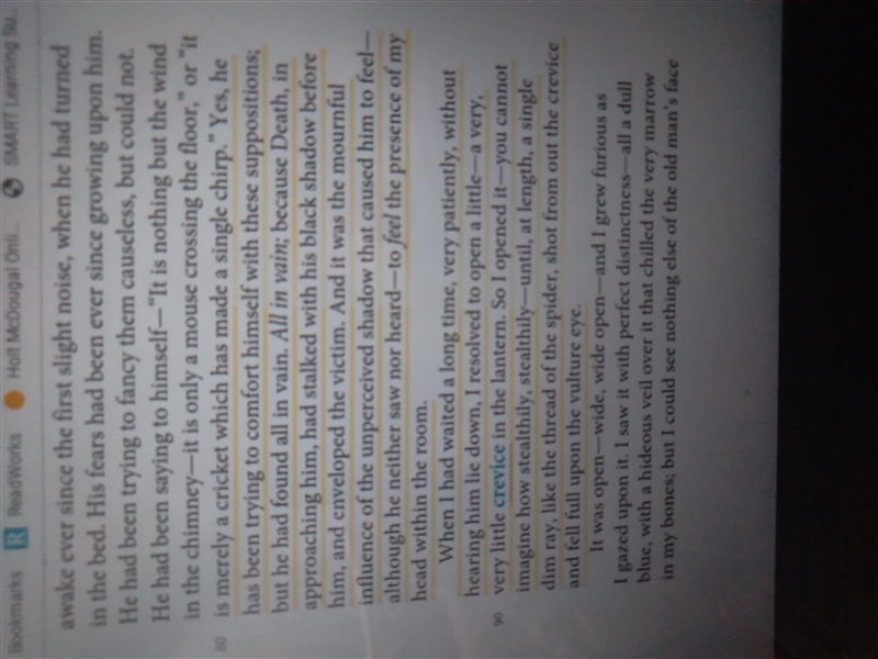 Lines 80-93: in what four places does Poe repeat a word or phrase? What idea does-example-1