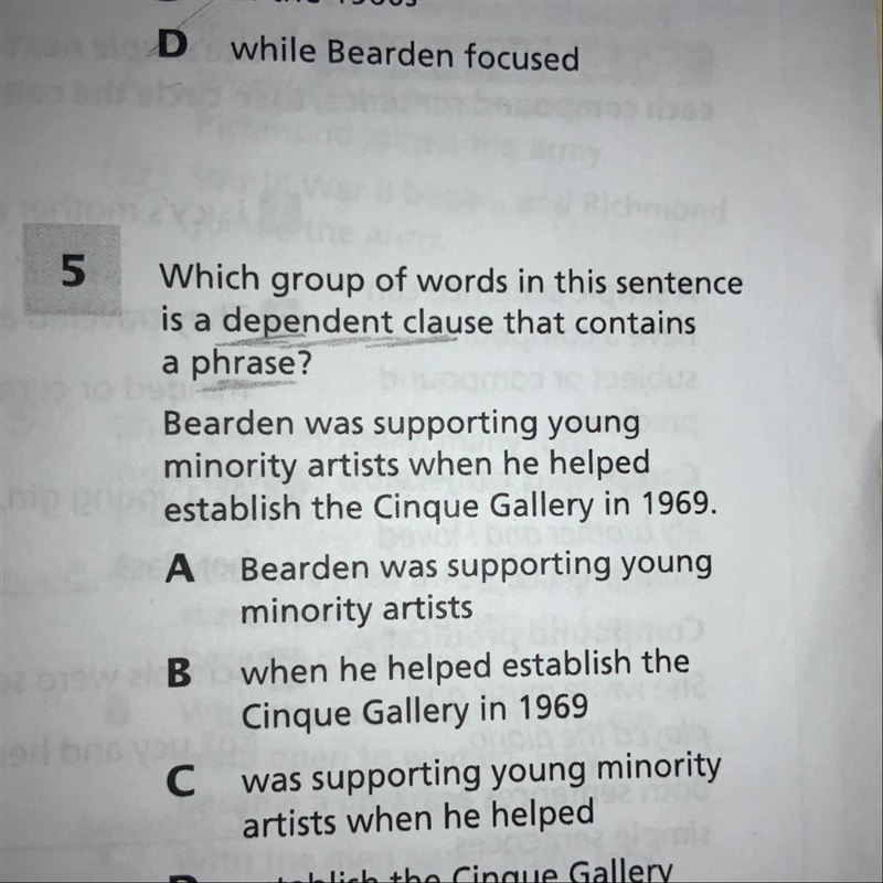 Which group of words in this sentence is a dependent clause that contains a phrase-example-1