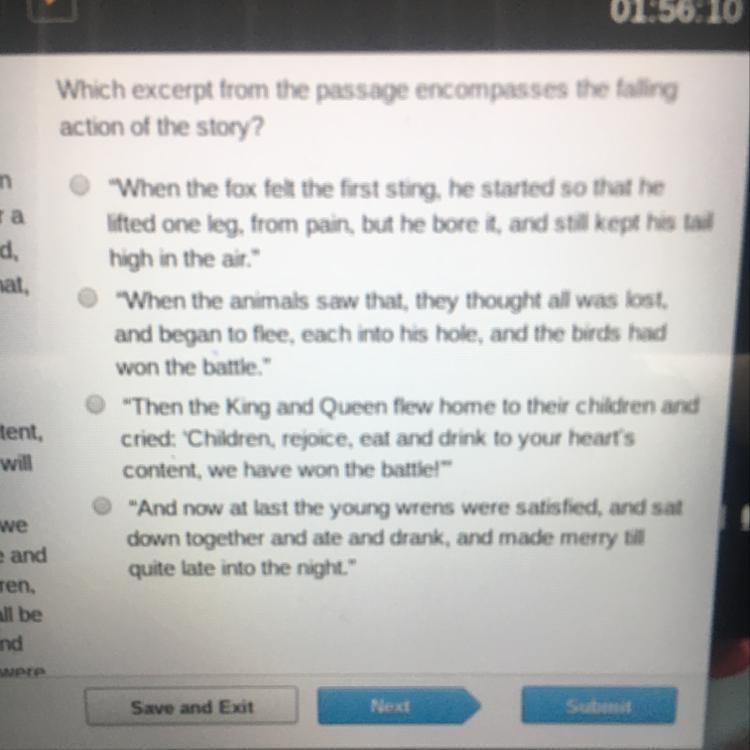 Which excerpt from the passage encompasses the falling action of the story?-example-1