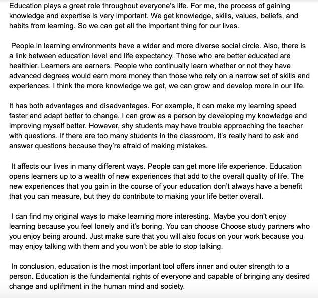 Can u pls give me advice about this speech? It's about importance of education. And-example-1