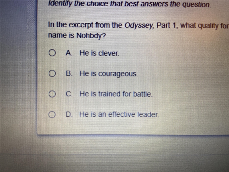 In the excerpt from the odyssey, part one, what quality for which odysseys is famous-example-1