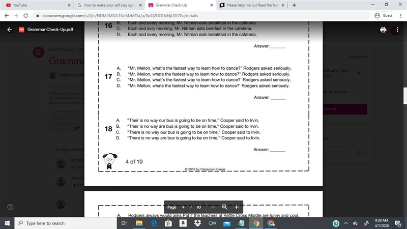 Can you help me with some grammar. Read the four versions of the sections Choose the-example-4