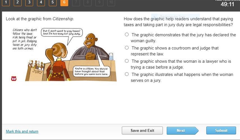 How does the graphic help readers understand that paying taxes and taking part in-example-1