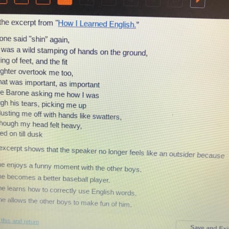 Read the excerpt from how I learned English this excerpt shows that the speaker no-example-1