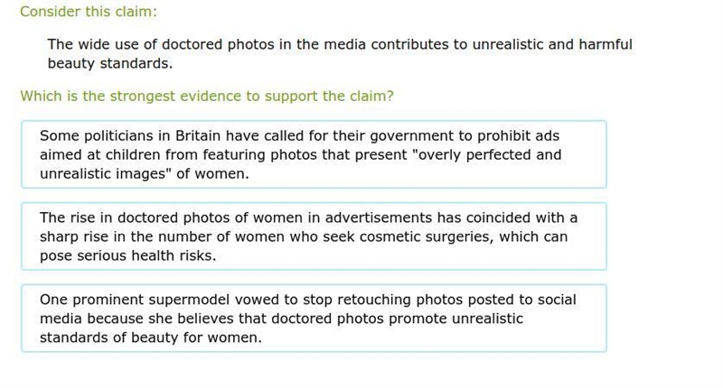 Which is the strongest evidence to support the claim?-example-1