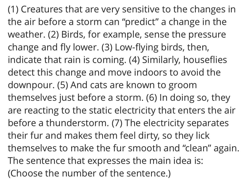 Please help. Choose the number of the sentence that expresses the main idea of the-example-1