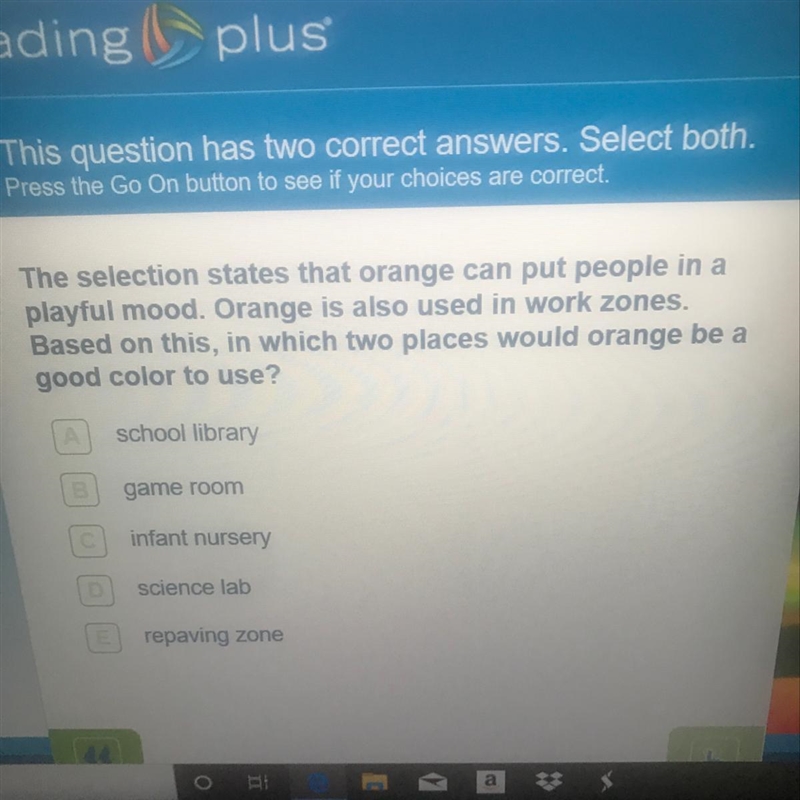 The selection states that orange can put people in a playful mood. Orange is also-example-1