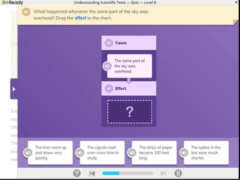 What happens whenever the same part of the sky was overhead? Drag the effect to the-example-1