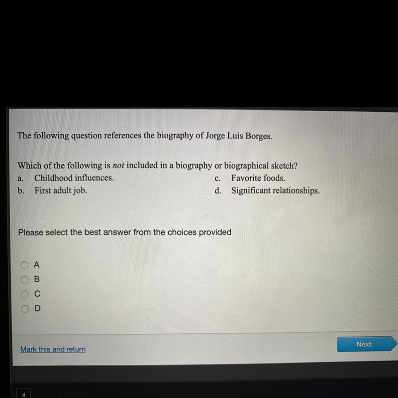 The following question references the biography of Jorge Luis Borges. Which of the-example-1