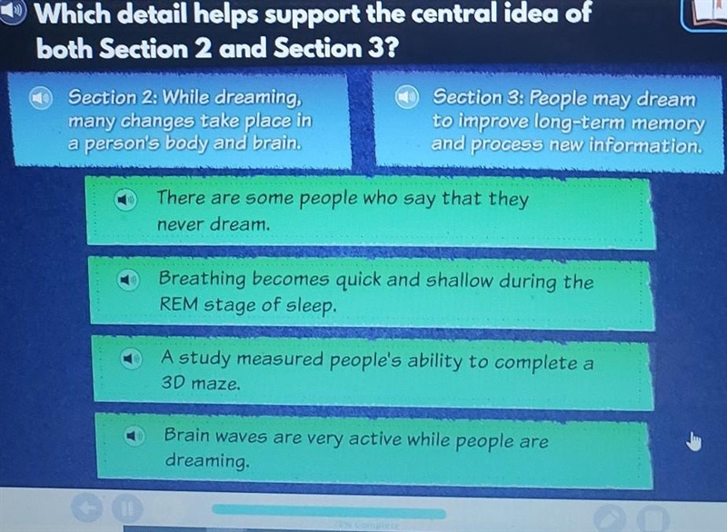 Which detail helps support the central idea of both Section 2 and Section 3?​-example-1