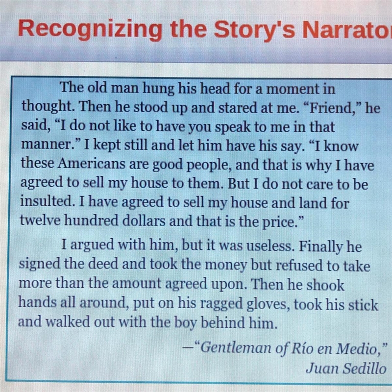 Whose point of view is the story told from? A.)the point of view of the Americans-example-1