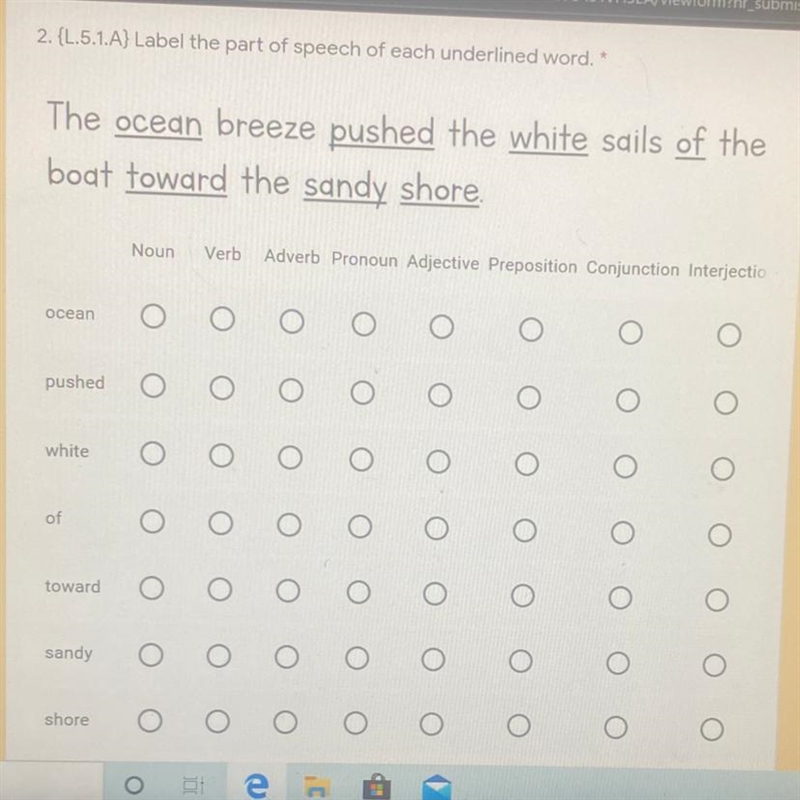 Label the part of speech of each underlined word.-example-1