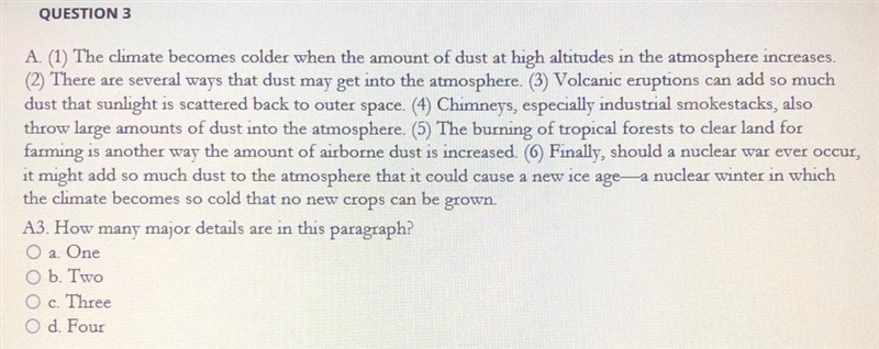 How many major details are in this paragraph? A. One Or D. Four-example-1