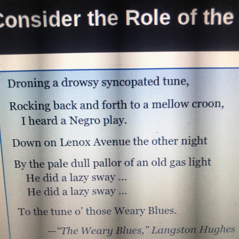 The speaker of the poem describes a from a point of view. DONE thought How does the-example-1