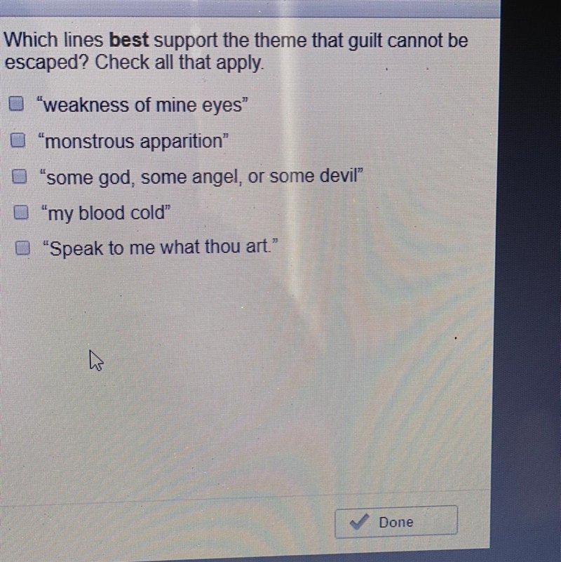 Which lines best support the theme that guilt cannot be escaped? Check all that apply-example-1