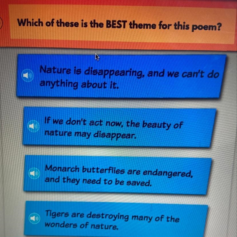 Which of these is the best theme for this poem-example-1