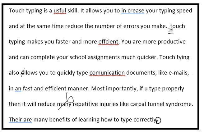 1. Review the paragraph below for proofreading errors. Remember that built-in spelling-example-1