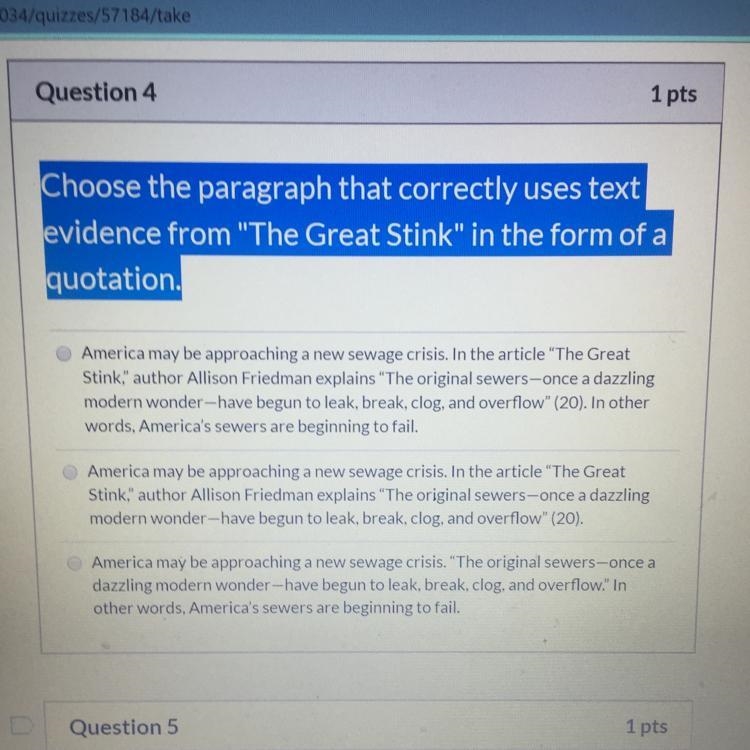 Choose the paragraph that correctly uses text evidence from "The Great Stink-example-1