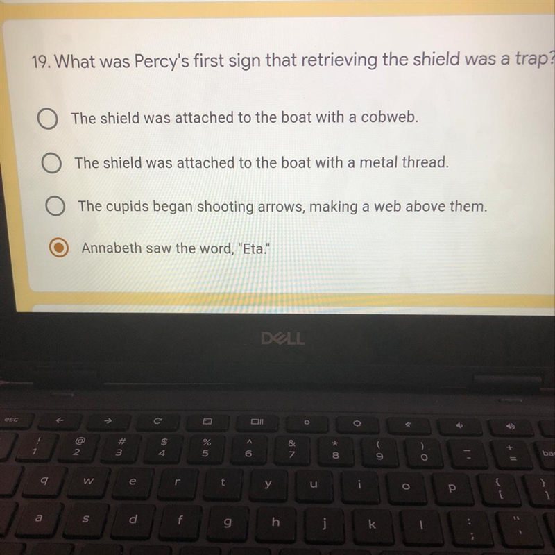 What was Percy's first sign that retrieving the shield was a trap?-example-1