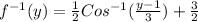 f^(-1) (y) = (1)/(2) Cos^(-1) ((y-1)/(3) ) +(3)/(2)