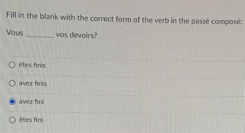 Fill in the blank with the correct form of the verb in the passé composé: Vous vos-example-1