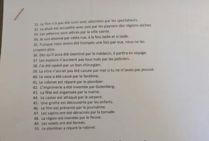 Mettez les phrases suivantes a la forme active:-example-1