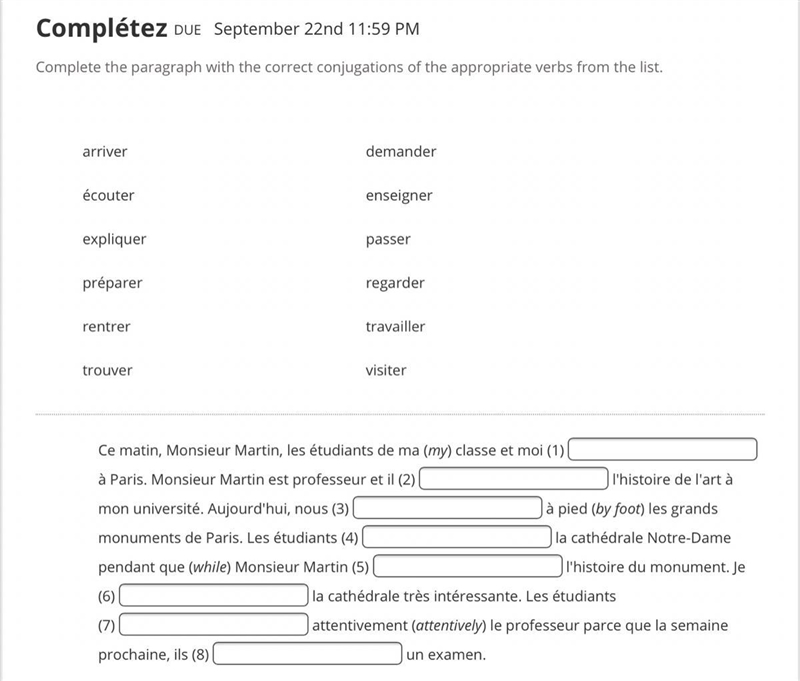 Complétez Fill in the blanks Activity Instructions Complete the paragraph with the-example-1