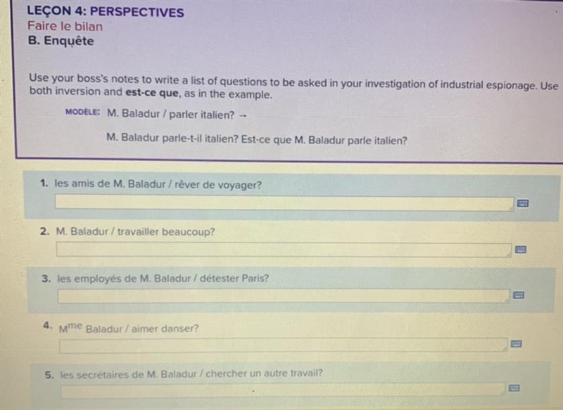 Use your boss’s notes to write a list of questions to be asked in your investigation-example-1