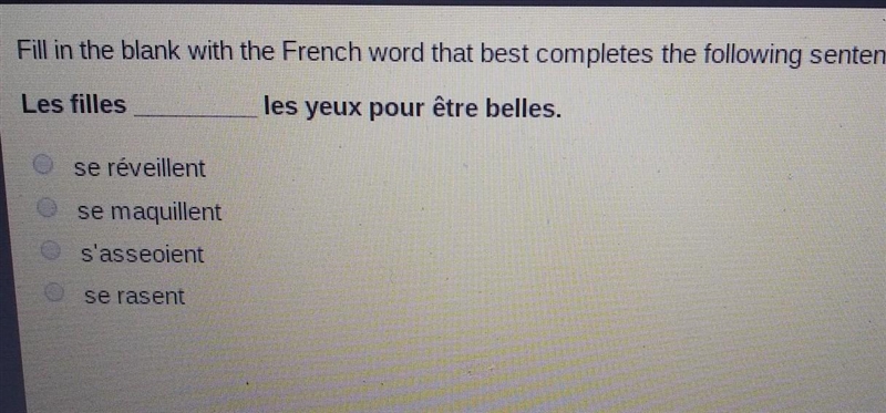 Fill in the blank with the French word that best completes the following sentence-example-1