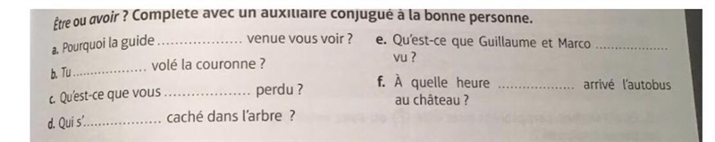 I have to conjugate these verbs to the right person in trench-example-1