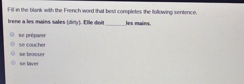 Fill in the blank with the French word that best completes the following sentence-example-1