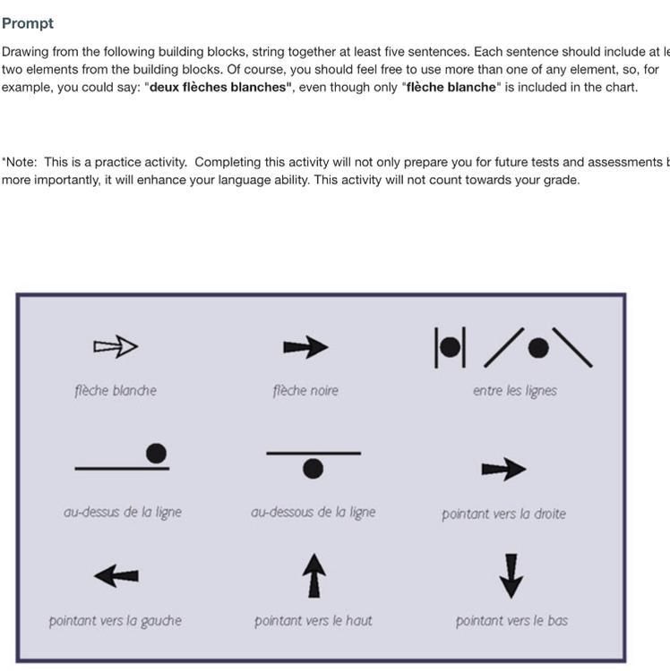 Drawing from the following building blocks, string together at least five sentences-example-1