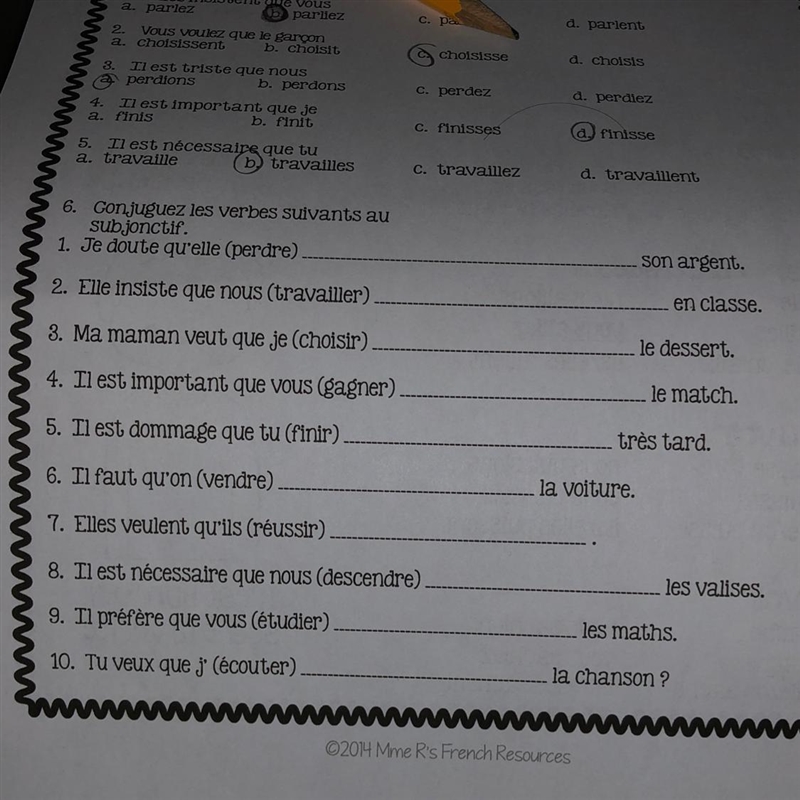 I need help on these questions for my french 3 class-example-1