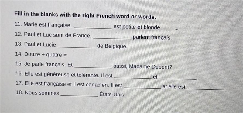 20 points. French. Complete my work plz​-example-1