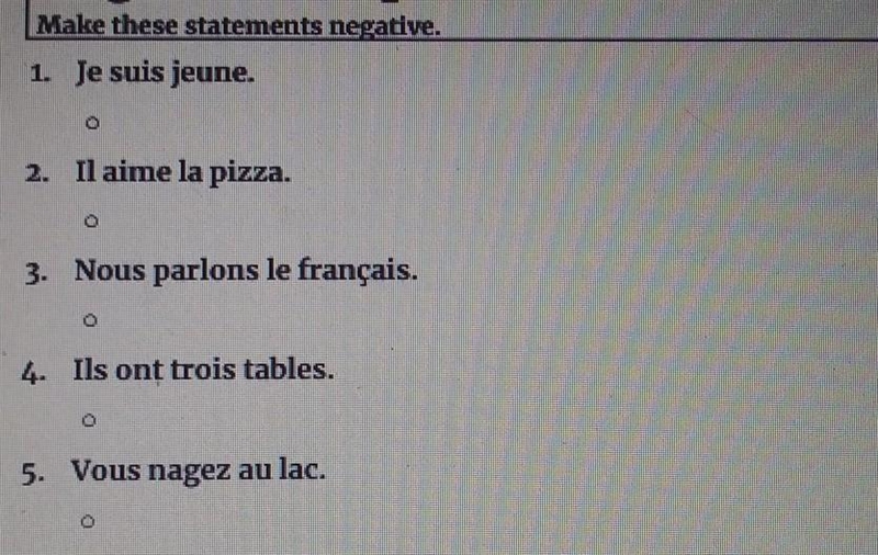 French. make these statements negative.​-example-1