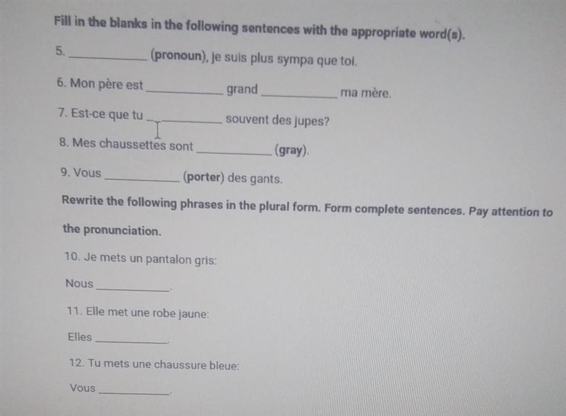 * Help * Fill in the blanks in the following sentences with the appropriate word(s-example-1