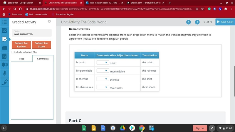 HELP ME PLS Demonstratives Select the correct demonstrative adjective from each drop-example-1