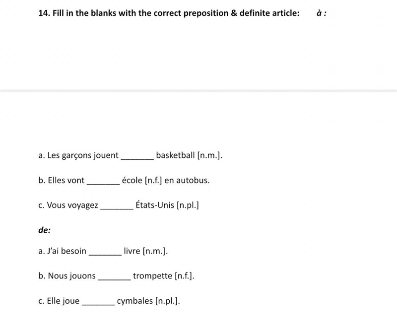 Please help put the correct preposition and definite article-example-1