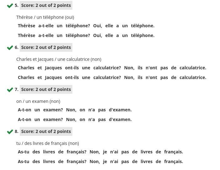 Use the elements provided and the correct forms of avoir to form questions. Use inversion-example-2