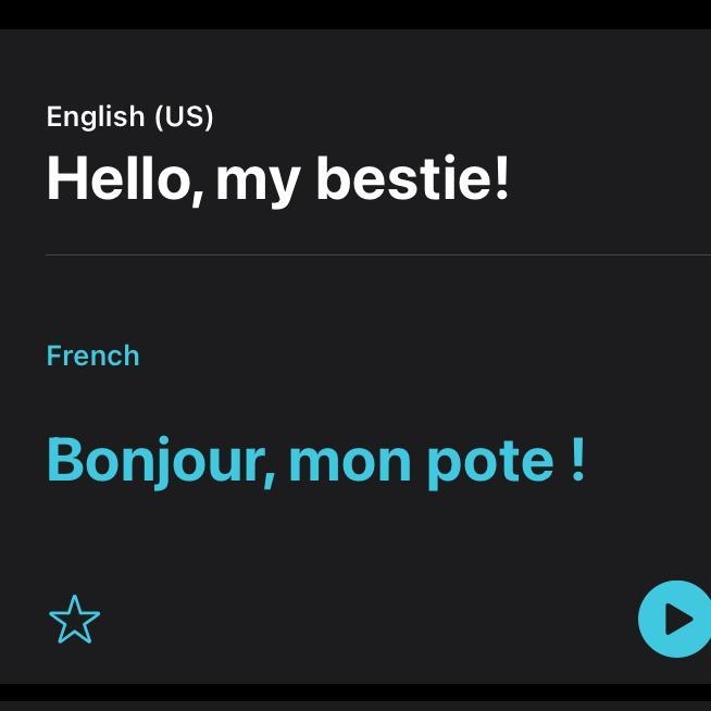 How do you say "Hello, my bestie!" in French. I have a friend and shes french-example-1