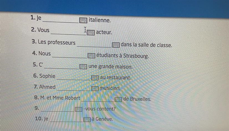 Á vous! subject pronouns and the verb etre complete each sentence with the appropriate-example-1