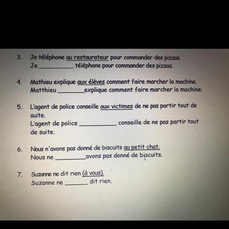 Replace underlined words with indirect objects (me, te, lui, nous, vous, leur) Remember-example-1