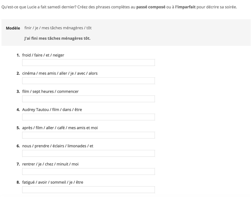 Qu'est-ce que Lucie a fait samedi dernier? Creez des phrases completes au passe compose-example-1