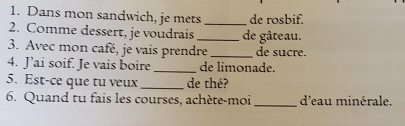 Instructions: complétez les phrases suivantes avec l'expression de quantité appropri-example-1