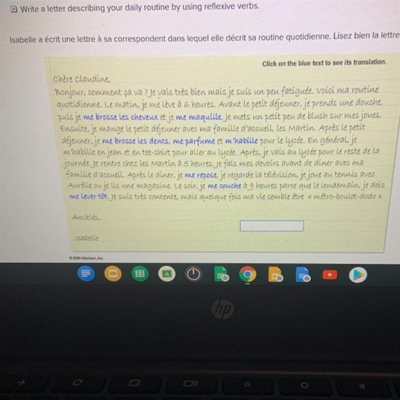 Write a letter describing your daily routine by using reflexive verbs (has to have-example-1