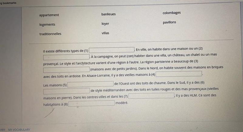 PLEASE HELP !!!!!!! Complétez les phrases d’après la lecture avec les more donnés-example-1