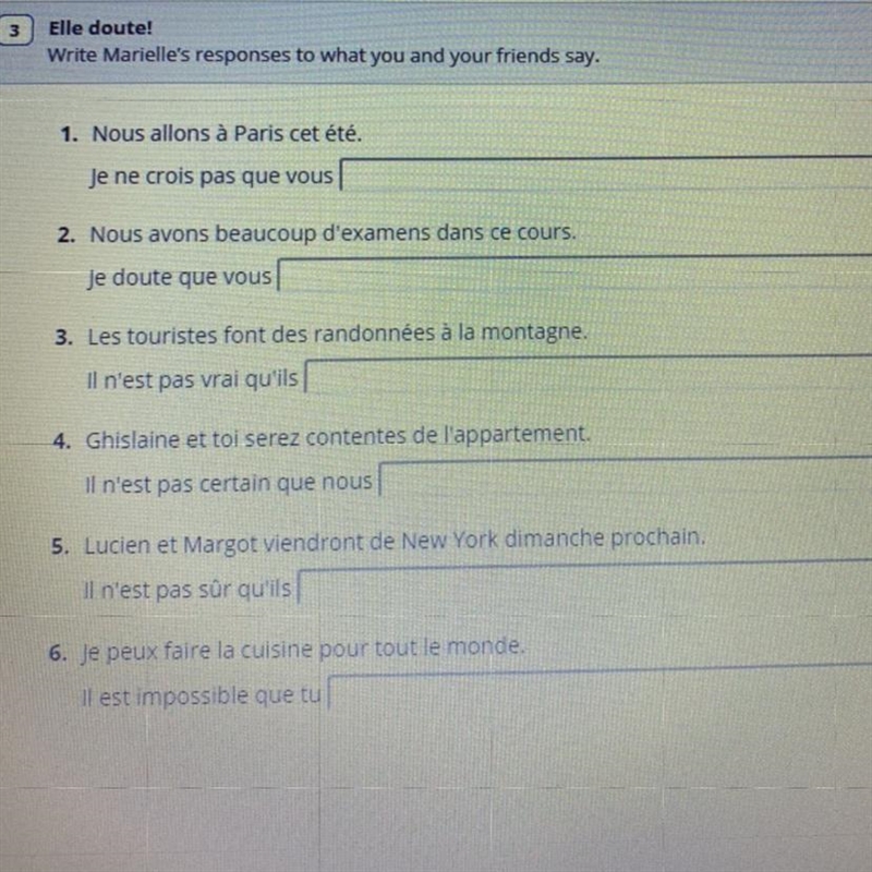 Help filling blanks with the correct French answer....-example-1